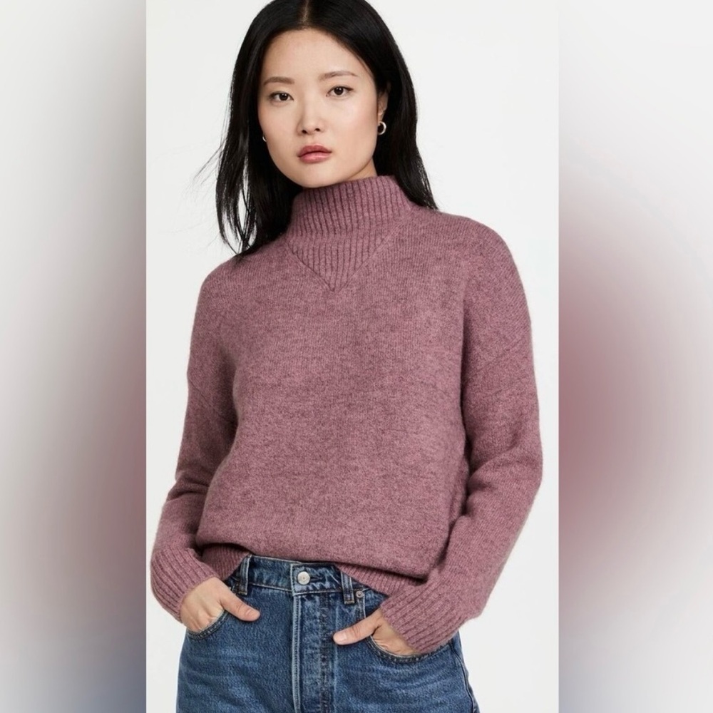 Madewell Dillon wool alpaca blend Heather loganberry pink mock neck Sweater, XS